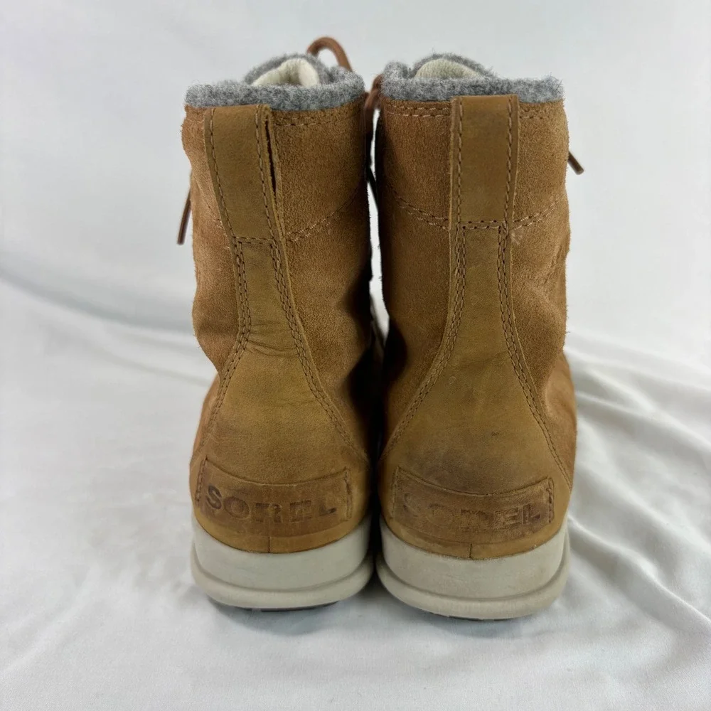 Sorel‎ Explorer Joan Boots Womens 7 Waterproof Winter Camel Brown Suede Wool